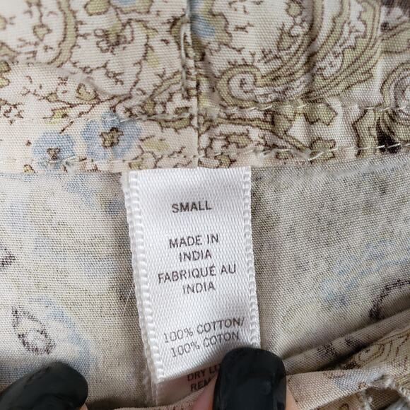 Pottery Barn Size‎ S Pajama Set Beige Paisley Neutral Rustic Timeless Loungewear - Picture 10 of 15